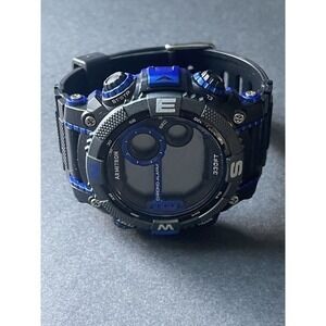 Armitron Chrono Pro Sport 330ft Military Dive Watch MD12259 Black w/blue accents